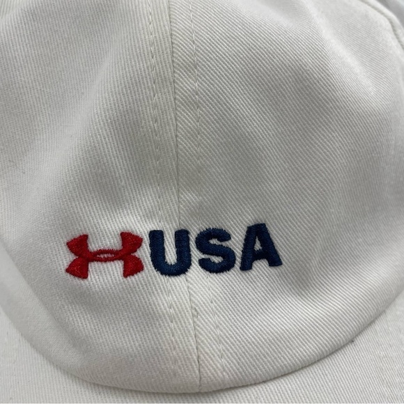 UNDER ARMOUR Women Free Fit White Embroidered "USA" Baseball Golf Tennis Cap NWT - Picture 3 of 8